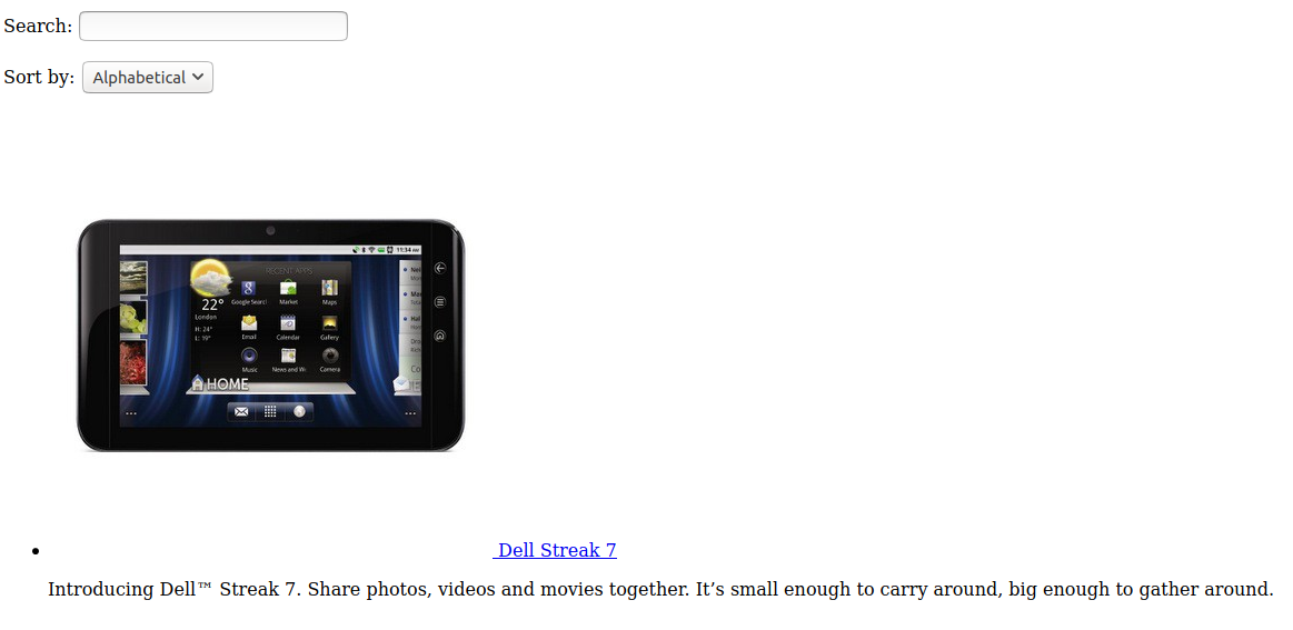 Webpack Angular Phonecat Screenshot
